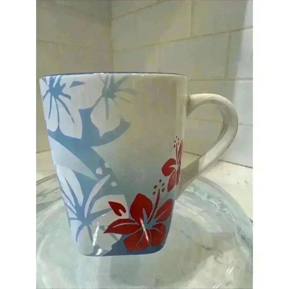 Disney IT'S A SHORE THING Mug Flower Floral Blue Hibiscus Coffee Tea